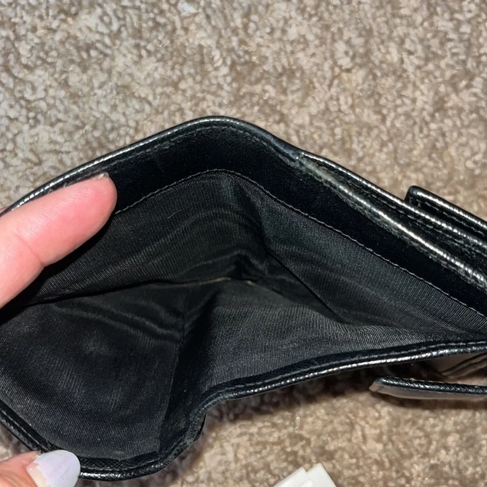 Prada black leather snap wallet